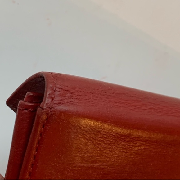 VTG Coach Red Leather Coin Pouch Geometric Envelope Expandable RESTORED 90s Y2K - Picture 11 of 16